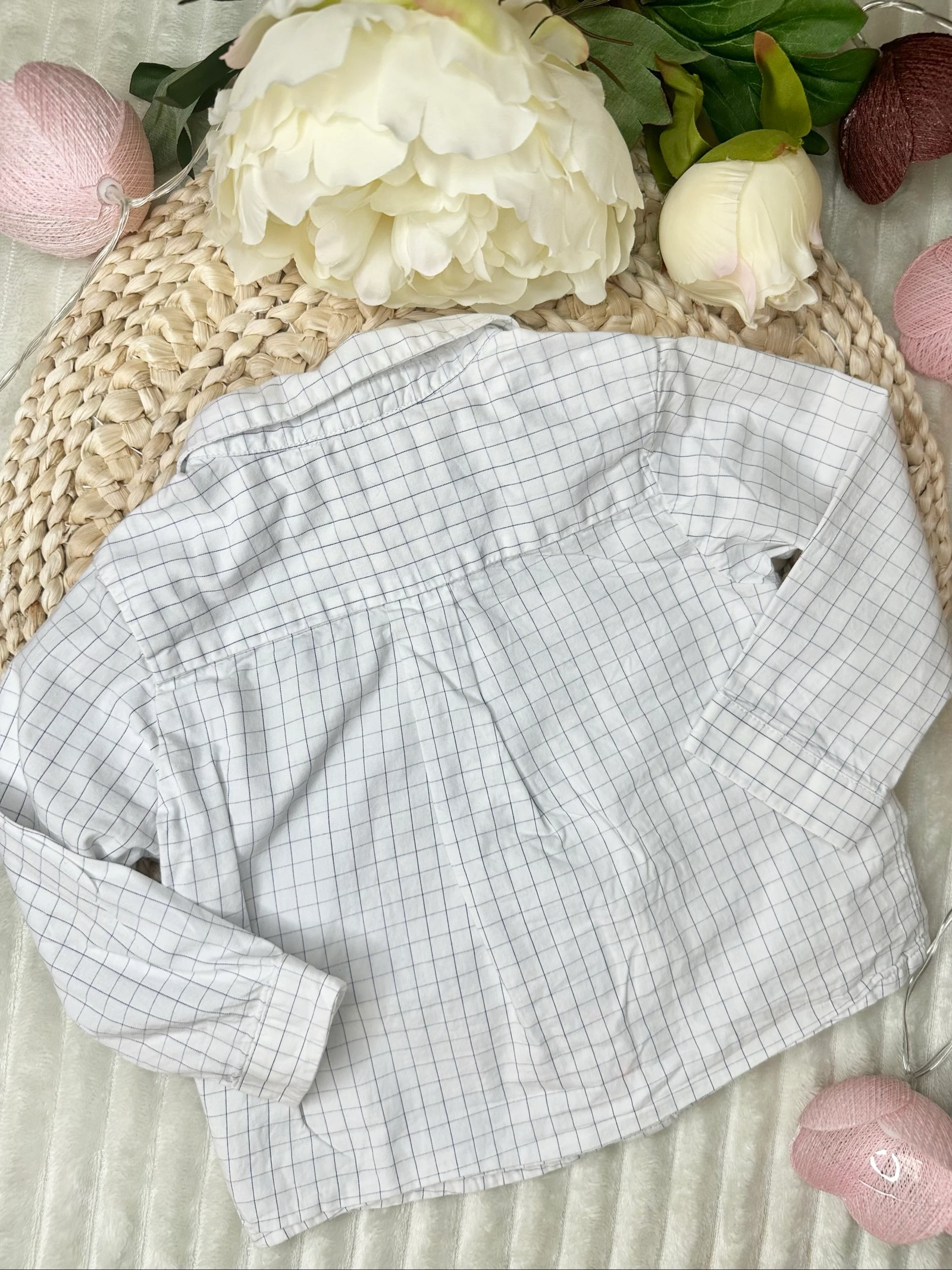Camisa de manga larga a cuadros blanca Jacadi 12 meses – photo 4